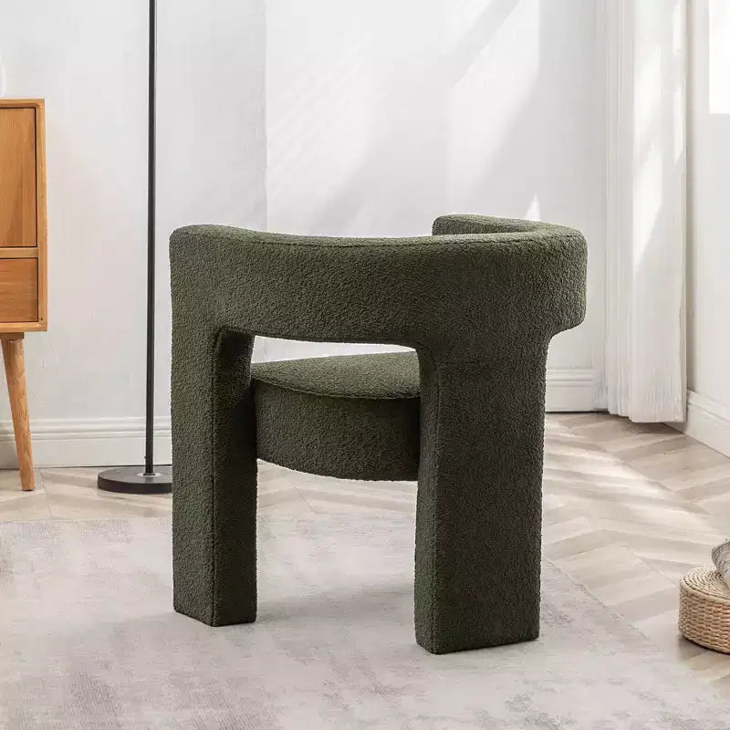 Poltrona a braccioli quadrati rivestita in bouclé da 71 cm - Kinwell