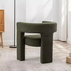 Poltrona a braccioli quadrati rivestita in bouclé da 71 cm - Kinwell