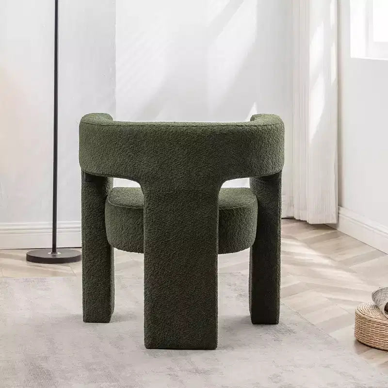 Poltrona a braccioli quadrati rivestita in bouclé da 71 cm - Kinwell
