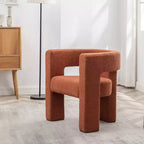 Poltrona a braccioli quadrati rivestita in bouclé da 71 cm - Kinwell