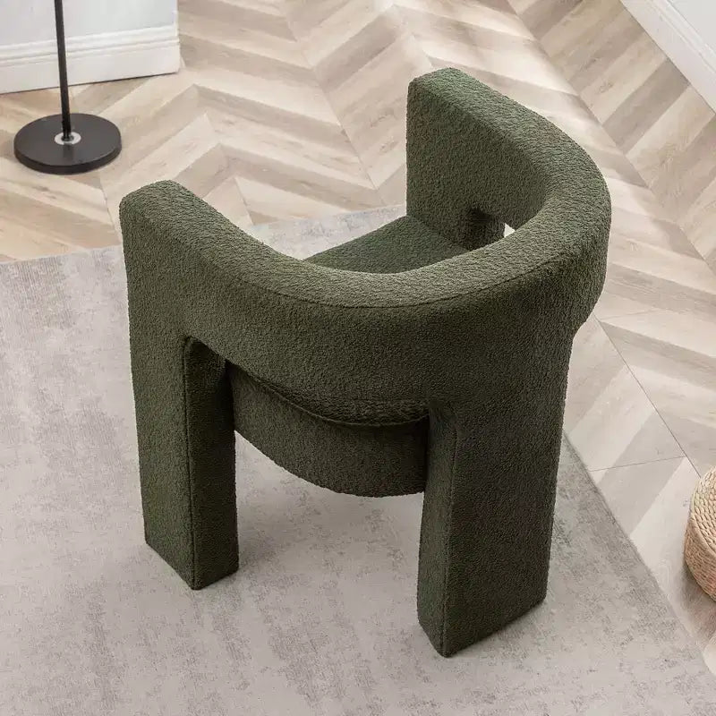 Poltrona a braccioli quadrati rivestita in bouclé da 71 cm - Kinwell