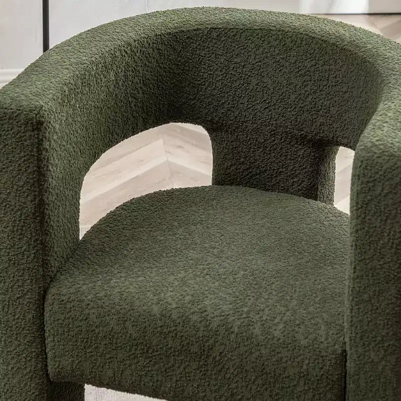 Poltrona a braccioli quadrati rivestita in bouclé da 71 cm - Kinwell