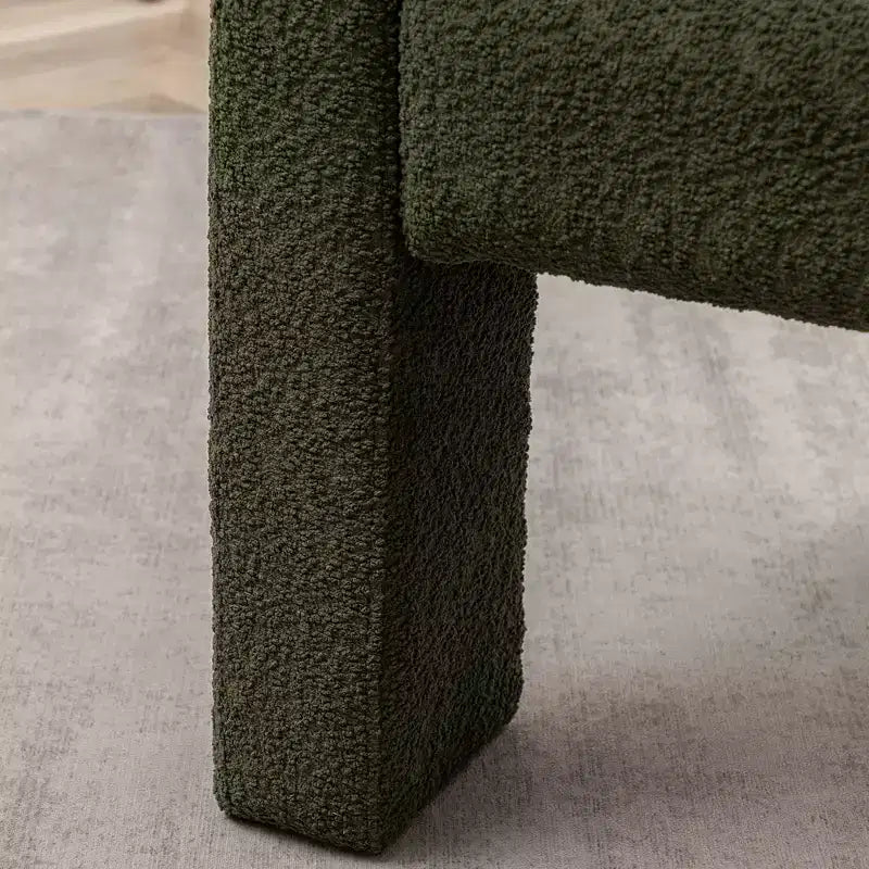 Poltrona a braccioli quadrati rivestita in bouclé da 71 cm - Kinwell