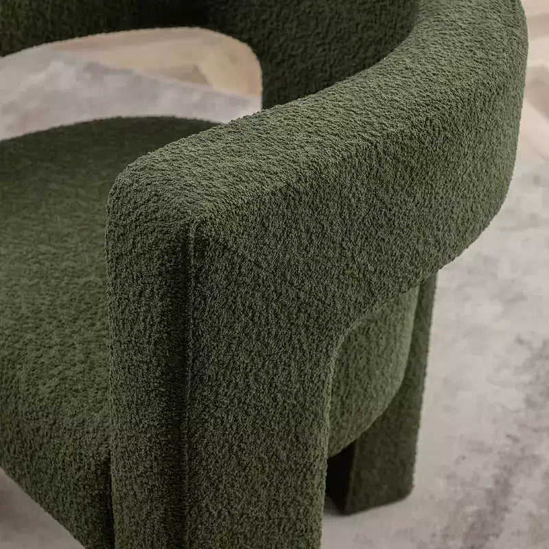 Poltrona a braccioli quadrati rivestita in bouclé da 71 cm - Kinwell