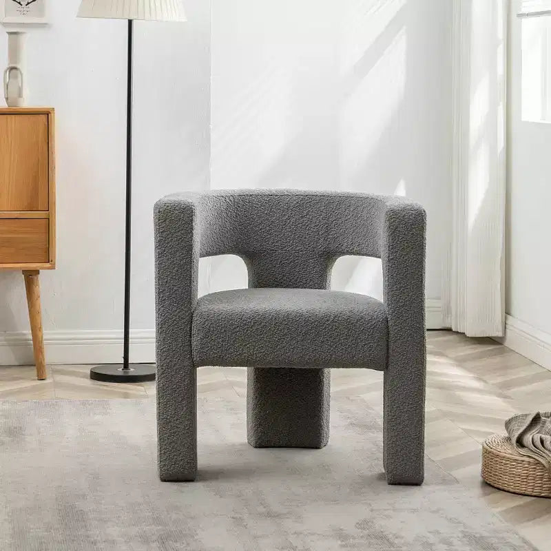 Poltrona a braccioli quadrati rivestita in bouclé da 71 cm - Kinwell
