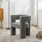 Poltrona a braccioli quadrati rivestita in bouclé da 71 cm - Kinwell