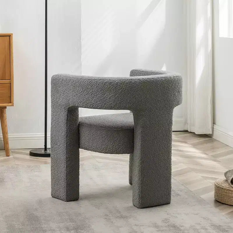 Poltrona a braccioli quadrati rivestita in bouclé da 71 cm - Kinwell