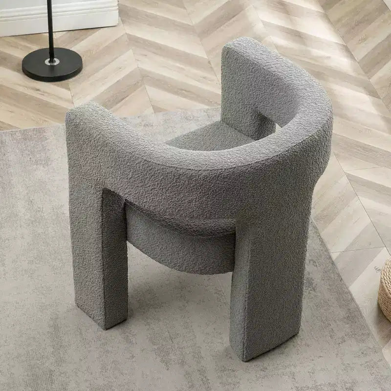 Poltrona a braccioli quadrati rivestita in bouclé da 71 cm - Kinwell