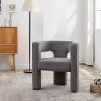 Poltrona a braccioli quadrati rivestita in bouclé da 71 cm - Kinwell