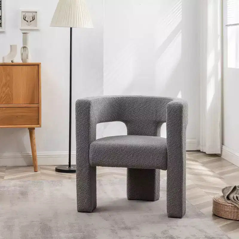 Poltrona a braccioli quadrati rivestita in bouclé da 71 cm - Kinwell