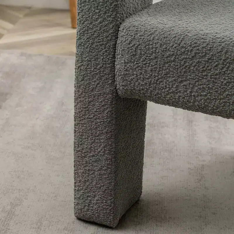 Poltrona a braccioli quadrati rivestita in bouclé da 71 cm - Kinwell