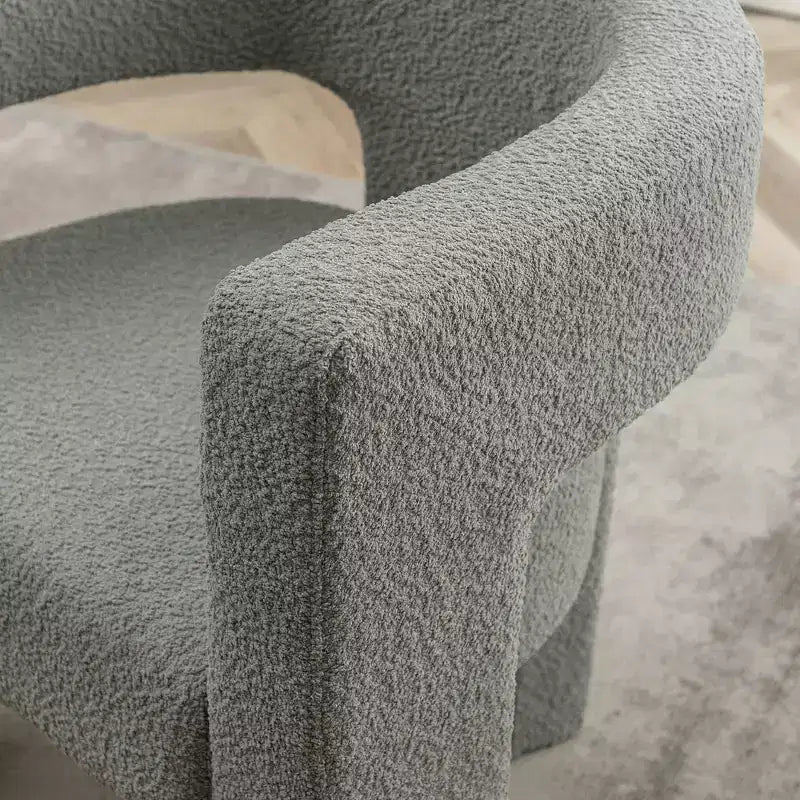 Poltrona a braccioli quadrati rivestita in bouclé da 71 cm - Kinwell