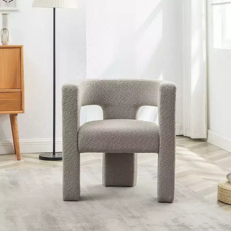 Poltrona a braccioli quadrati rivestita in bouclé da 71 cm - Kinwell