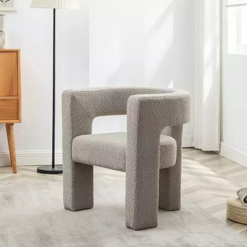 Poltrona a braccioli quadrati rivestita in bouclé da 71 cm - Kinwell
