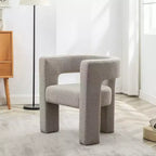 Poltrona a braccioli quadrati rivestita in bouclé da 71 cm - Kinwell