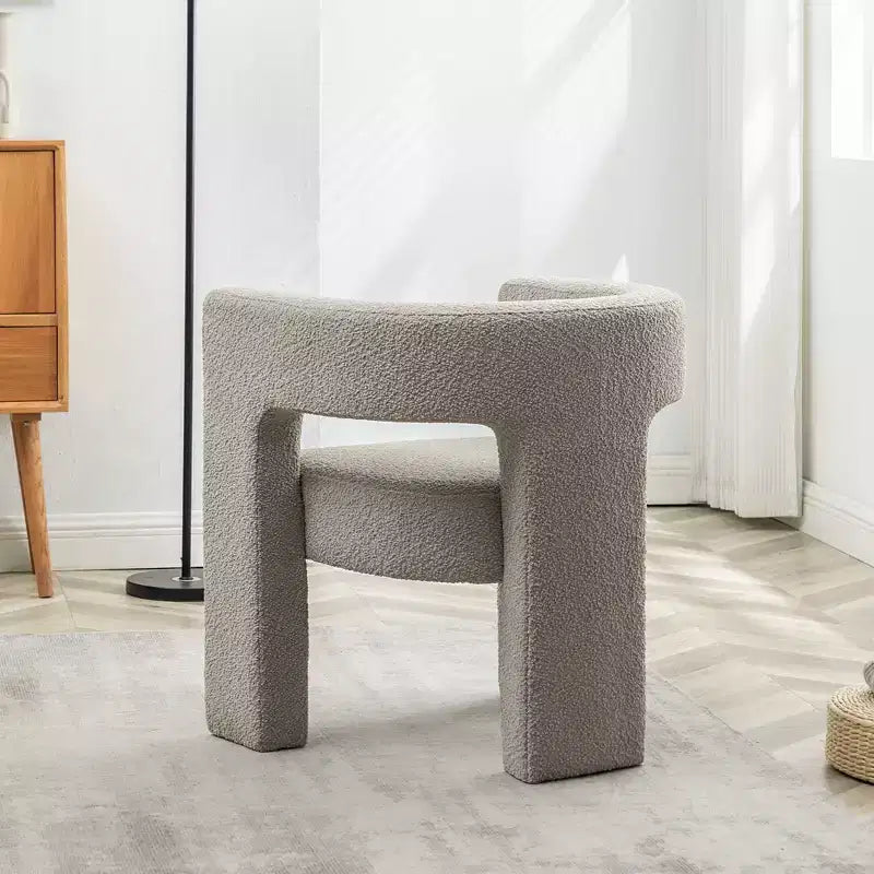 Poltrona a braccioli quadrati rivestita in bouclé da 71 cm - Kinwell