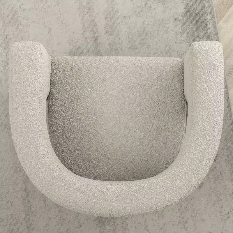 Poltrona a braccioli quadrati rivestita in bouclé da 71 cm - Kinwell