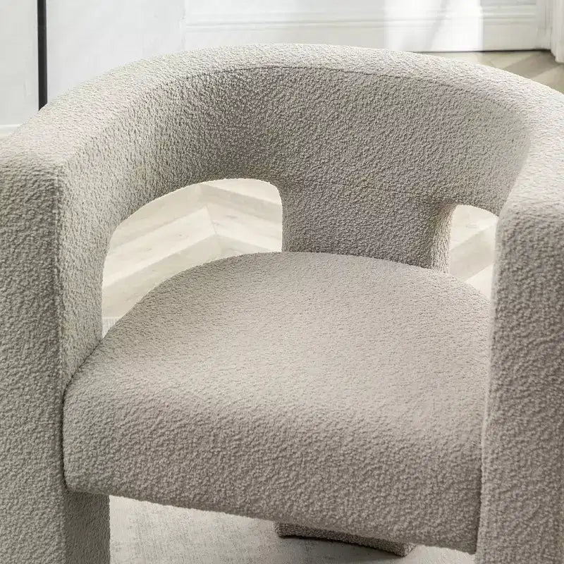 Poltrona a braccioli quadrati rivestita in bouclé da 71 cm - Kinwell