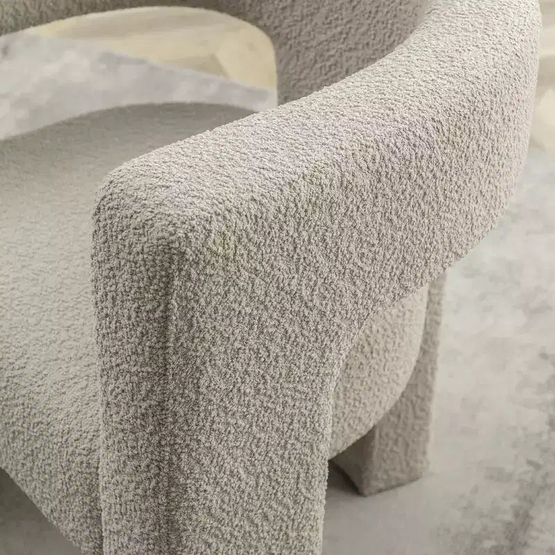 Poltrona a braccioli quadrati rivestita in bouclé da 71 cm - Kinwell
