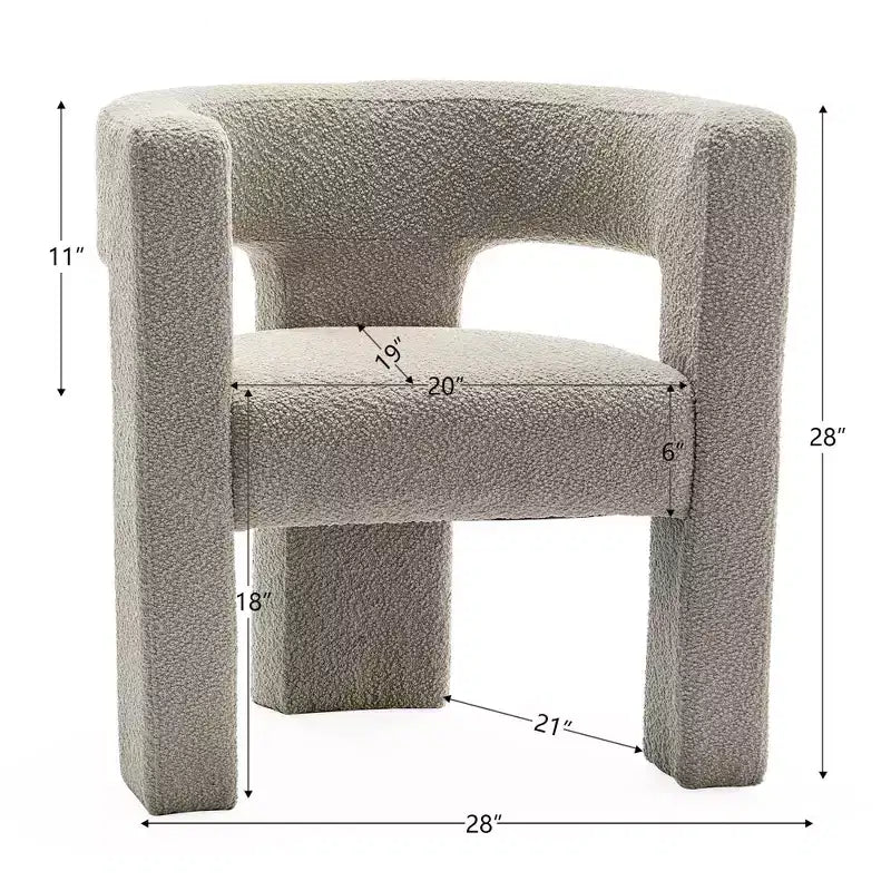 Poltrona a braccioli quadrati rivestita in bouclé da 71 cm - Kinwell