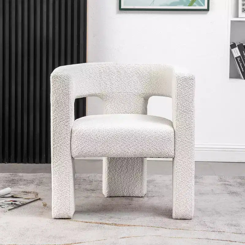 Poltrona a braccioli quadrati rivestita in bouclé da 71 cm - Kinwell