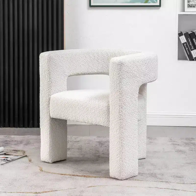 Poltrona a braccioli quadrati rivestita in bouclé da 71 cm - Kinwell