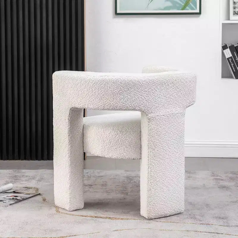 Poltrona a braccioli quadrati rivestita in bouclé da 71 cm - Kinwell