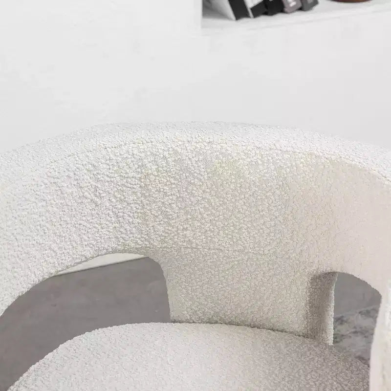 Poltrona a braccioli quadrati rivestita in bouclé da 71 cm - Kinwell