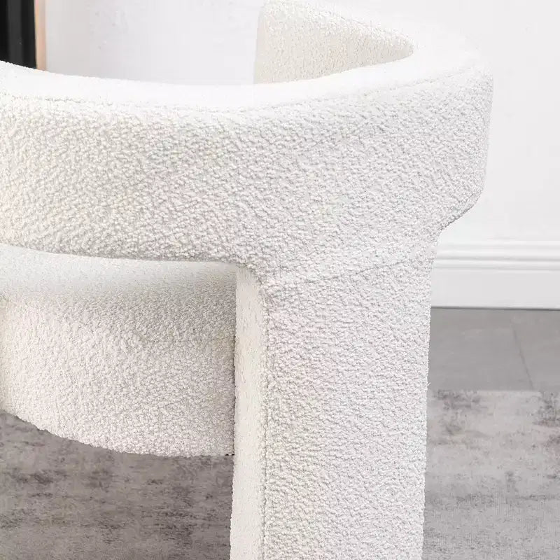 Poltrona a braccioli quadrati rivestita in bouclé da 71 cm - Kinwell