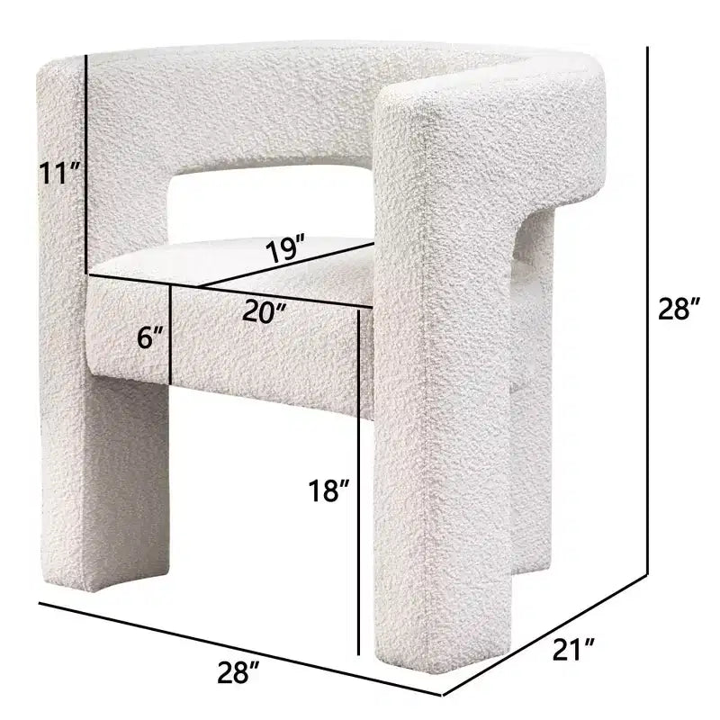Poltrona a braccioli quadrati rivestita in bouclé da 71 cm - Kinwell
