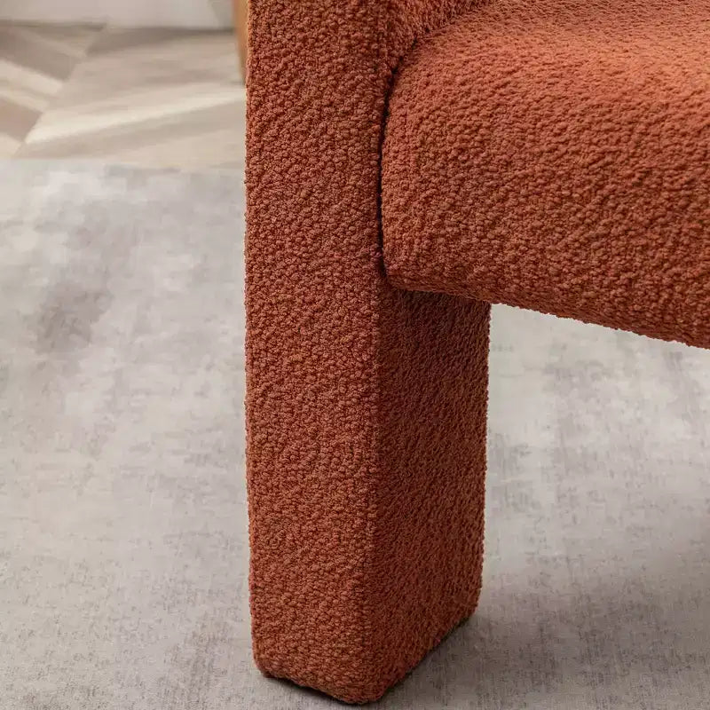 Poltrona a braccioli quadrati rivestita in bouclé da 71 cm - Kinwell