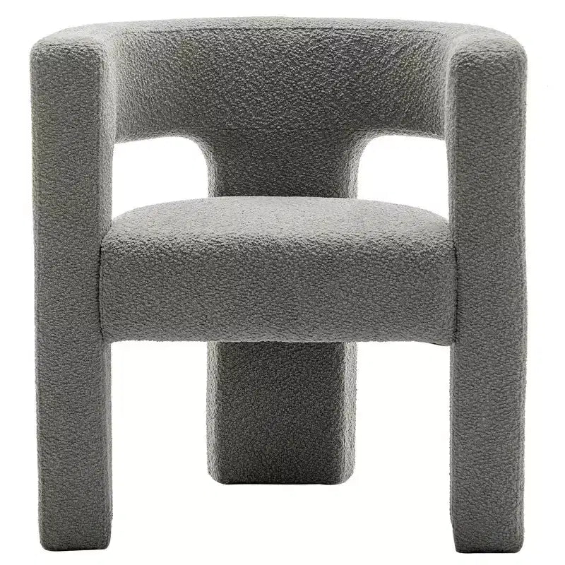 Poltrona a braccioli quadrati rivestita in bouclé da 71 cm - Kinwell