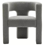 Poltrona a braccioli quadrati rivestita in bouclé da 71 cm - Kinwell