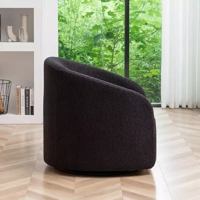 Poltrona girevole a botte con rivestimento in tessuto Boucle, larghezza 32 pollici - Kinwell