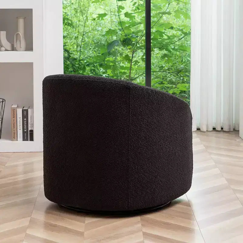 Poltrona girevole a botte con rivestimento in tessuto Boucle, larghezza 32 pollici - Kinwell