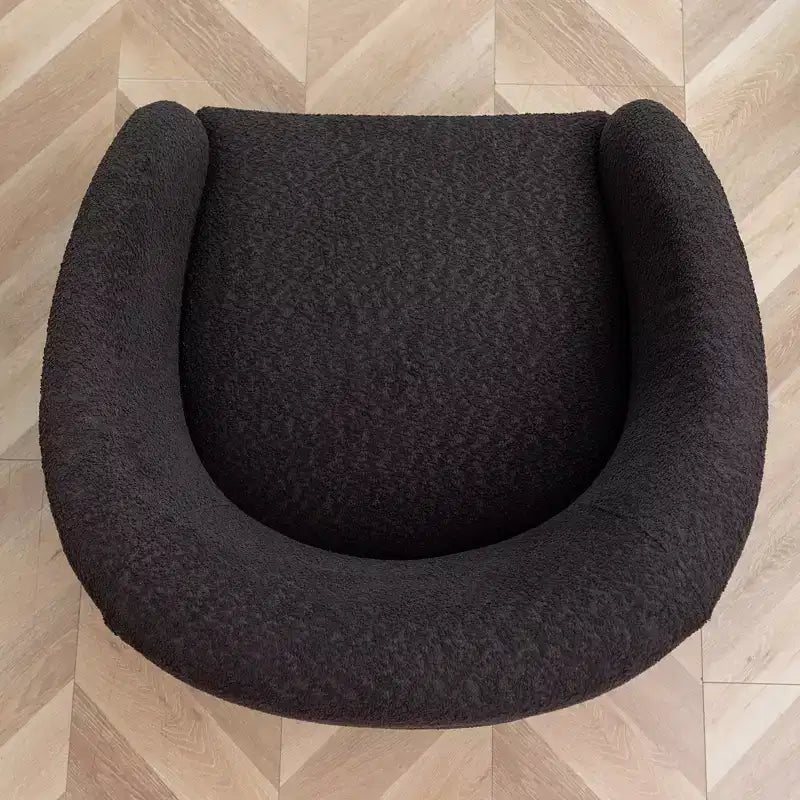Poltrona girevole a botte con rivestimento in tessuto Boucle, larghezza 32 pollici - Kinwell