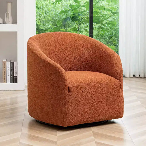 Poltrona girevole a botte con rivestimento in tessuto Boucle, larghezza 32 pollici - Kinwell