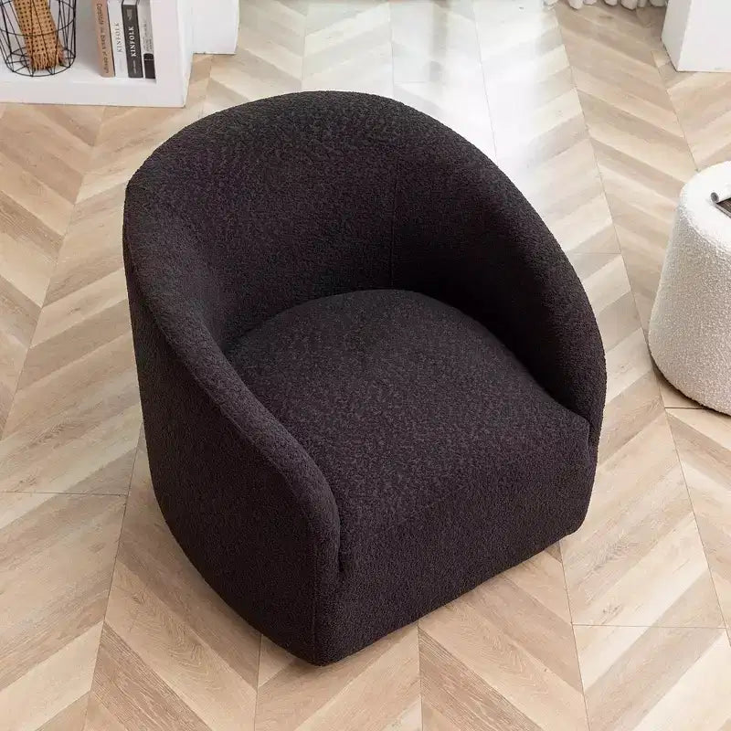 Poltrona girevole a botte con rivestimento in tessuto Boucle, larghezza 32 pollici - Kinwell