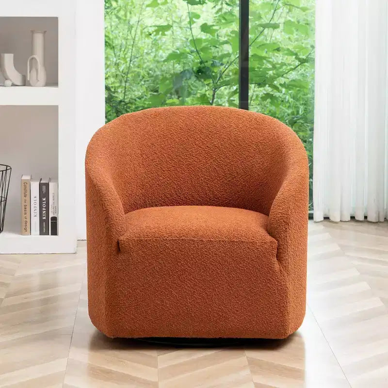 Poltrona girevole a botte con rivestimento in tessuto Boucle, larghezza 32 pollici - Kinwell