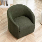 Poltrona girevole a botte con rivestimento in tessuto Boucle, larghezza 32 pollici - Kinwell