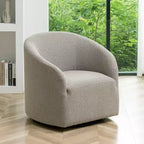 Poltrona girevole a botte con rivestimento in tessuto Boucle, larghezza 32 pollici - Kinwell