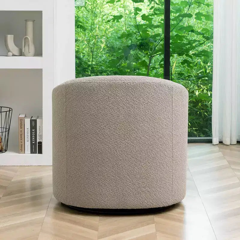 Poltrona girevole a botte con rivestimento in tessuto Boucle, larghezza 32 pollici - Kinwell