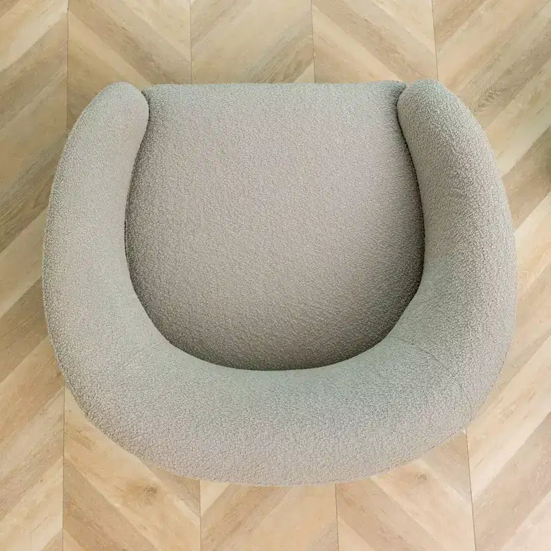 Poltrona girevole a botte con rivestimento in tessuto Boucle, larghezza 32 pollici - Kinwell
