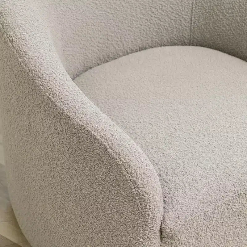 Poltrona girevole a botte con rivestimento in tessuto Boucle, larghezza 32 pollici - Kinwell