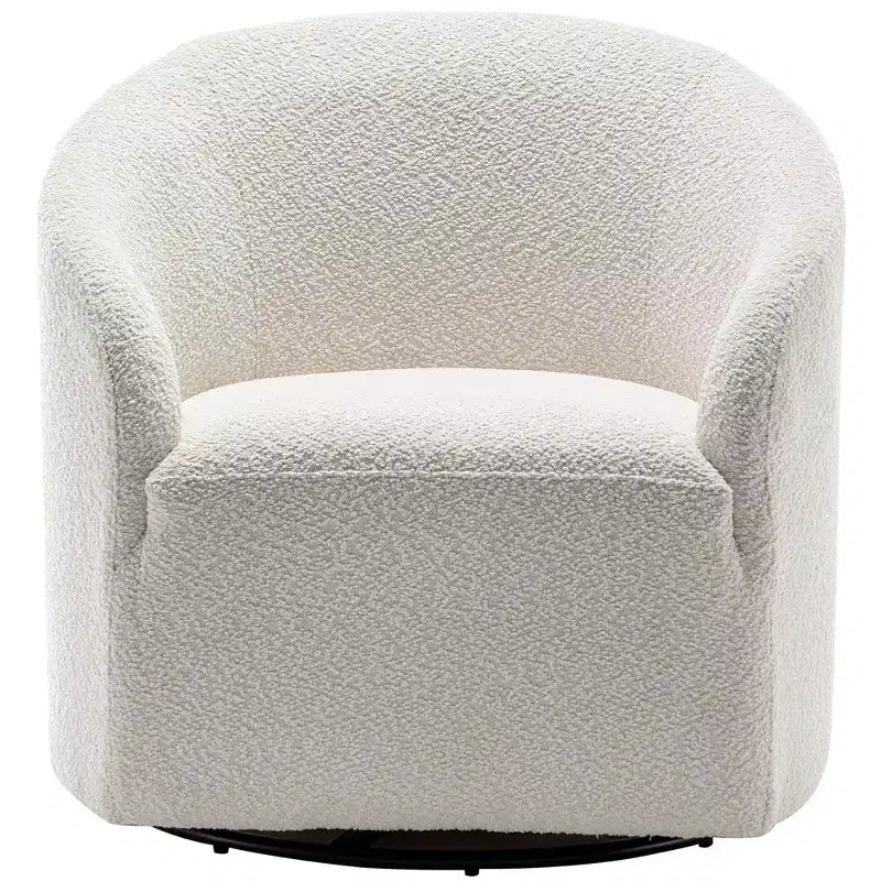 Poltrona girevole a botte con rivestimento in tessuto Boucle, larghezza 32 pollici - Kinwell
