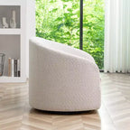Poltrona girevole a botte con rivestimento in tessuto Boucle, larghezza 32 pollici - Kinwell