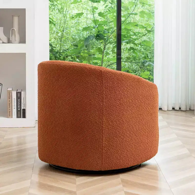 Poltrona girevole a botte con rivestimento in tessuto Boucle, larghezza 32 pollici - Kinwell