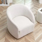 Poltrona girevole a botte con rivestimento in tessuto Boucle, larghezza 32 pollici - Kinwell