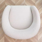 Poltrona girevole a botte con rivestimento in tessuto Boucle, larghezza 32 pollici - Kinwell