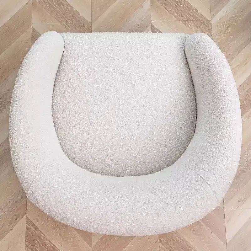 Poltrona girevole a botte con rivestimento in tessuto Boucle, larghezza 32 pollici - Kinwell